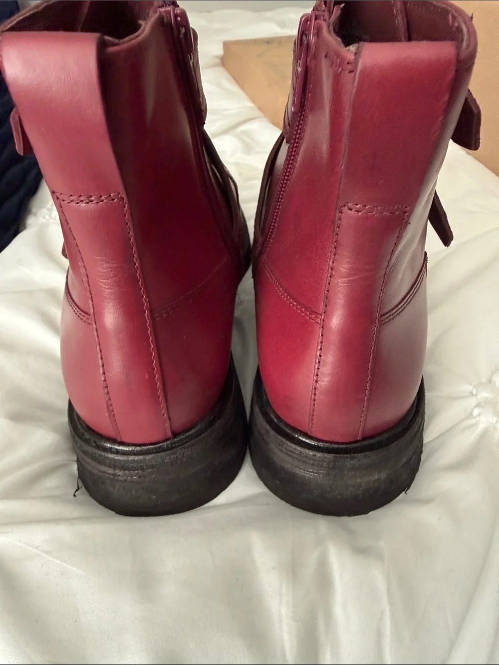 Free People Moto Ankle Boots in Deep Mulberry